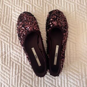ZARA Rose Pink Sequin Ballet Flats